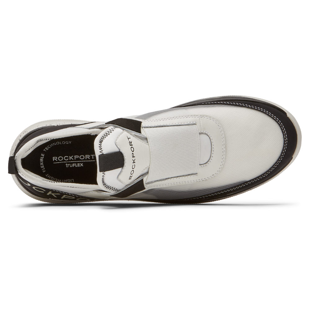 Rockport Mens truFLEX Hybrid Gore - Slip-On White/Black - OJD257318